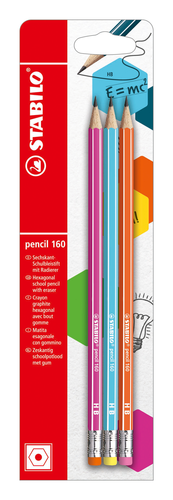STABILO Bleistift 160 mit Gummi HB B-50500-10 assortiert 3 Stk.