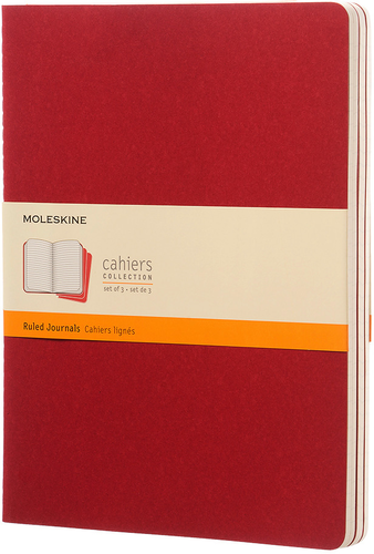MOLESKINE Notizheft Cahier XL 25x19cm 107-6 liniert, rot 3 Stck