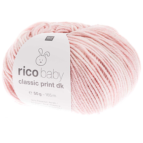 Rico Baby Classic Print DK, rosa mix 50 g, 165 m, 50 % PA, 50 % PA