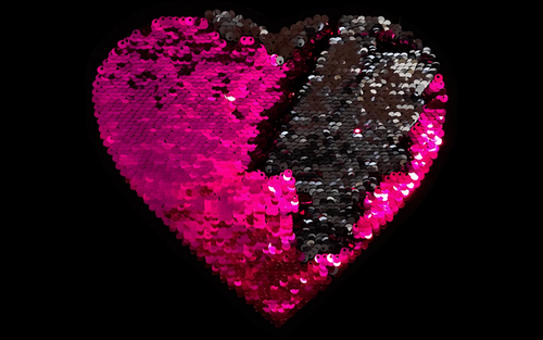 Magical Sequins Applikation Heartbeat 19 x 18 cm, pink/silber, col. 14