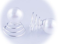 A&A Haarspirale Perle groß weiß 6er