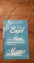 Dekoschild im Shabby-Style weiss/türkis 20 x 30 cm