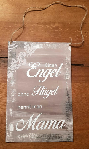 Dekoschild im Shabby-Style weiss/braun 20 x 30 cm