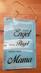 Dekoschild im Shabby-Style schwarz/türkis 20 x 30 cm