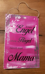 Dekoschild im Shabby-Style schwarz/pink 20 x 30 cm