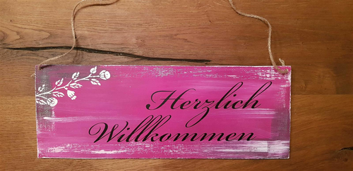 Dekoschild im Shabby-Style schwarz/pink 40 x 15 cm
