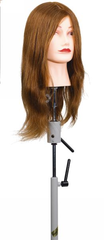 Uebungskopf Damen mit Kreuzscheitel Echthaar Braun 45 cm