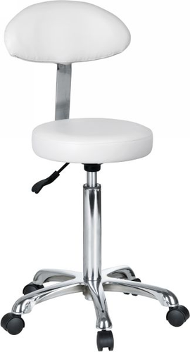 Hocker Nova Budgetline Rückenlehne und Chromfuss weiss