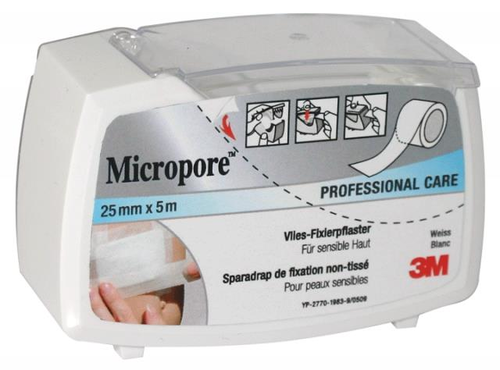 3M Micropore Dispenser  Weiss 25 mm x 5 m, 1 ex