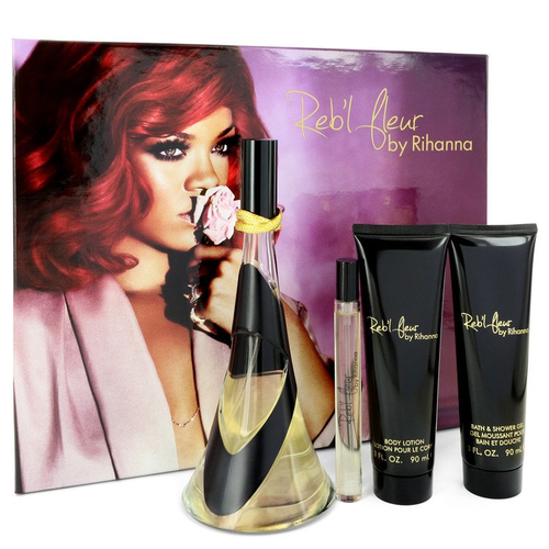 Reb&rsquo;l Fleur by Rihanna Gift Set -- 3.4 oz Eau de Parfum Spray + 3 oz Body Lotion + 3 oz Shower Gel + .34 oz Mini EDP Spray