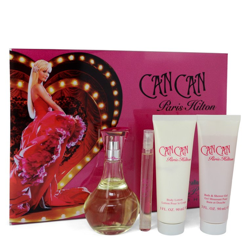 Can Can by Paris Hilton Gift Set -- 3.4 oz Eau de Parfum Spray + 3 oz Body Lotion + 3 oz Shower Gel +  .34 oz Mini EDP Spray