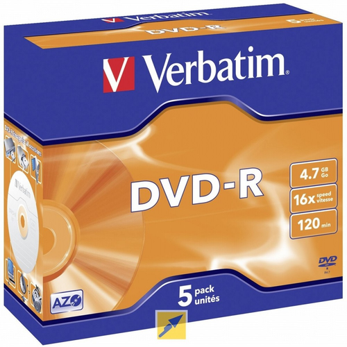 VERBATIM DVD-R Jewel 4.7GB 43519 1-16x 5 Pcs
