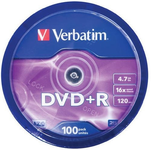 VERBATIM DVD+R Spindle 4.7GB 43551 1-16x 100 Pcs