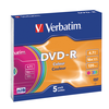 VERBATIM DVD-R Slim 4.7GB 43557 1-16x color 5 Pcs