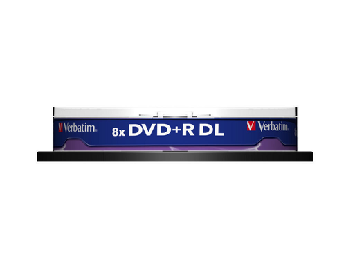 VERBATIM DVD+R Spindle 8.5GB 43666 8x DL Matt Silver 10 Pcs