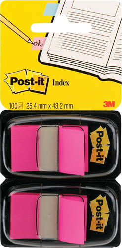 POST-IT Index 2er Set 25,4x43,2mm 680-BP2 neon pink 2x50 Stck