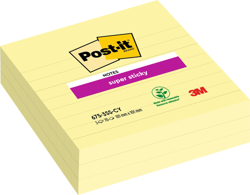 POST-IT Super Sticky XL Notes 675-3SSCY 101x101mm, 70 Blatt 3 Stck