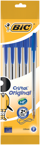 BIC Kugelschr.Cristal Original 1mm 802052 blau, Pouch 5 Stck
