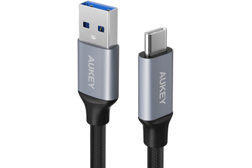 AUKEY Cable USB-A to USB-C, black CB-CD2 1.0 m Nylon Alu