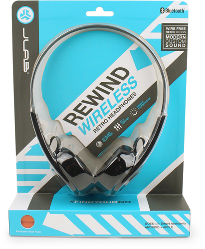 JLAB Rewind Retro Headphone IEUHBREWINDRBLK4 Wireless, Black
