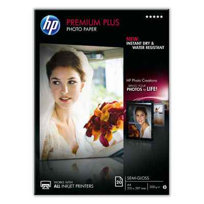 HP Photo Paper Premium Plus A4 CR673A InkJet, seidenmatt 300g 20 Bl.