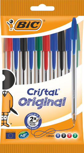 BIC Kugelschreiber Cristal 830865 10 Stck, 4 Farben ass.