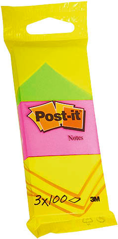 POST-IT Neon Notes 38x51mm 6812 3 Farben ass. 100 Blatt