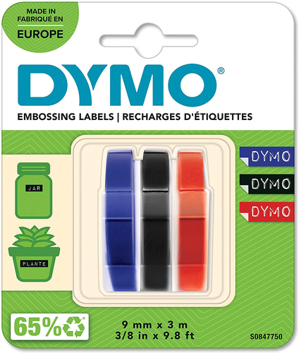 DYMO 3D-Prgeband 9mmx3m S0847750 blau, schwarz, rot 3 Stck