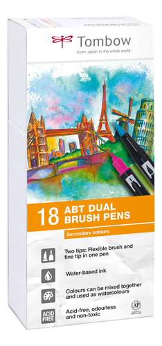 TOMBOW ABT Dual Brush Pen ABT-18P-2 18er Set Grundtne I I