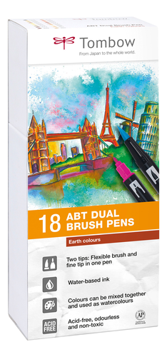 TOMBOW ABT Dual Brush Pen ABT-18P-3 18er Set Erdtne
