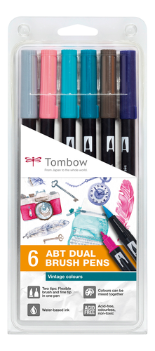 TOMBOW ABT Dual Brush Pen ABT-6P-5 Vintage Colours 6 Stck