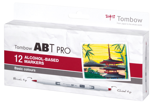 TOMBOW Dual Brush Pen ABT PRO ABTP-12P-1 Basic Colours 12 Stck