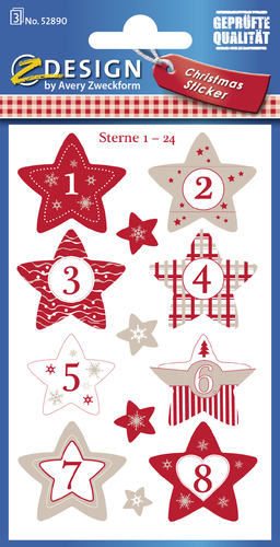Z-DESIGN Sticker Weihnachten 52890Z Sterne 1-24 3 Stck