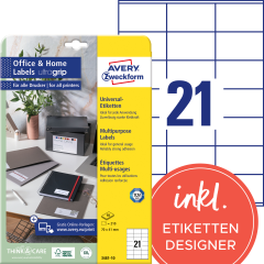 AVERY ZWECKFORM Etiketten 41x70mm 3481-10 weiss, perm. 10...
