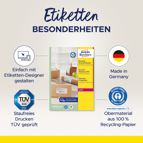AVERY ZWECKFORM Adressetiketten 199,6x289,1mm LR7167100 recycling 100 Stck