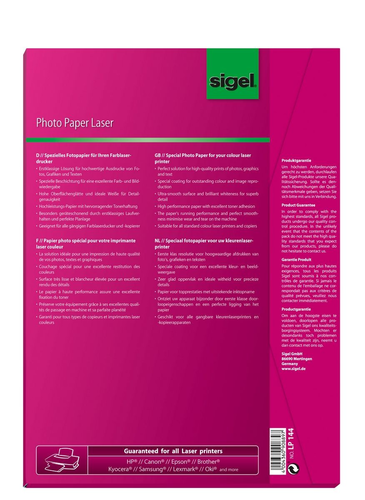 SIGEL Farblaser-Papier A4 LP144 200g,glossy, weiss 100 Blatt