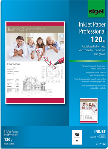SIGEL InkJet-Papier A4 IP182 120g,matt, weiss 50 Blatt