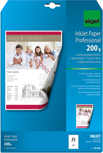SIGEL InkJet-Papier A4 IP681 200g,matt, weiss 25 Blatt