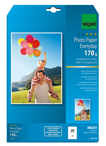 SIGEL InkJet Photo Paper Everyday A4 IP713 170g glossy 20 Blatt