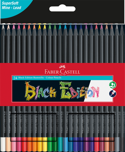FABER-CASTELL Farbstifte Black Edition 116424 neon Farben ass. 24 Stck
