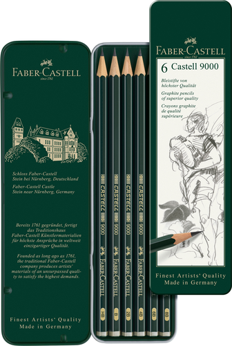 FABER-CASTELL Bleistift CASTELL 9000 119063 Metalletui 6 Stck