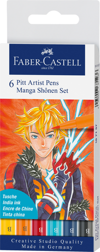 FABER-CASTELL Pitt Artist Pen Manga Shnen 167157 diverse Farben 6 Stck