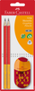 FABER-CASTELL Bleistift, Spitzer B 183587 Grip 2001 Set, 3 Farben