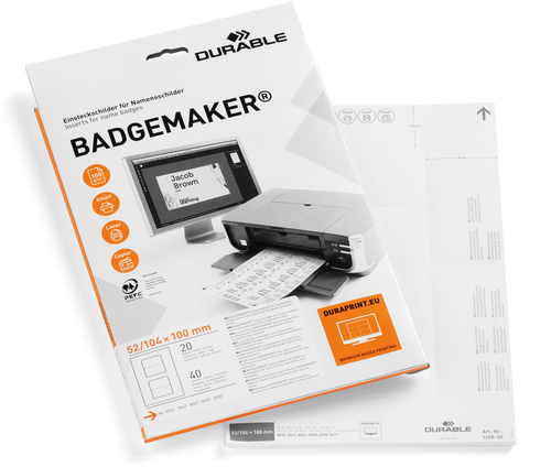 DURABLE Etiketten Badgemaker 1451/02 weiss, 30x60mm 20Bl./27Stk.