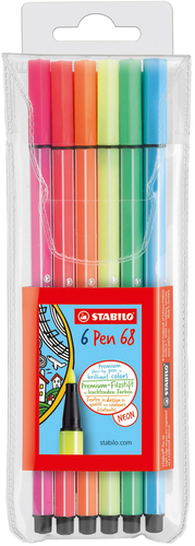 STABILO Fasermaler Pen 68 1mm 6806-1 6 Farben neon