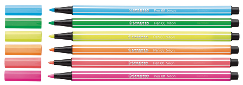 STABILO Fasermaler Pen 68 1mm 6806-1 6 Farben neon