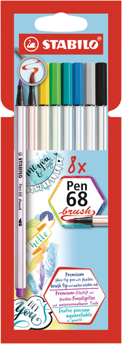 STABILO Fasermaler Pen 68 Brush 568/24-21 ass. 8 Stck