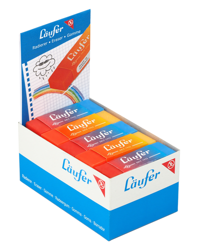 LUFER Plast-Radierer 65x21x12mm 12005 farbig ass.