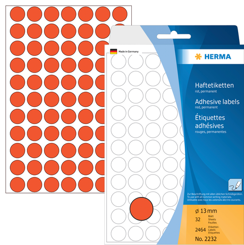 HERMA Etiketten rund 13mm 2232 rot 2464 Stck