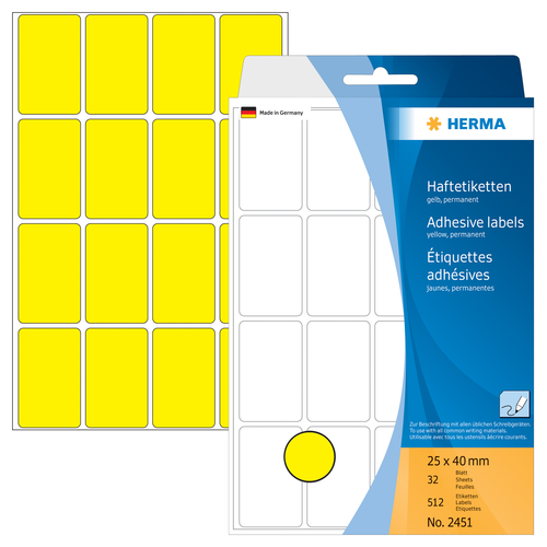 HERMA Etiketten 2540mm 2451 gelb 512 Stck